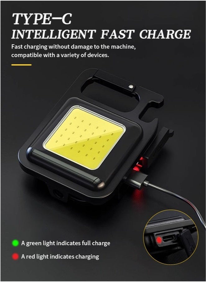 Aluminum Alloy Keychain Light, Flashlight with Magnetic Base, 4 Light Modes 500 Lumens, Folding Bracket on the Back, Suitable for Camping, Walking - Image 5