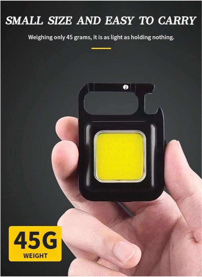 Aluminum Alloy Keychain Light, Flashlight with Magnetic Base, 4 Light Modes 500 Lumens, Folding Bracket on the Back, Suitable for Camping, Walking - Image 3