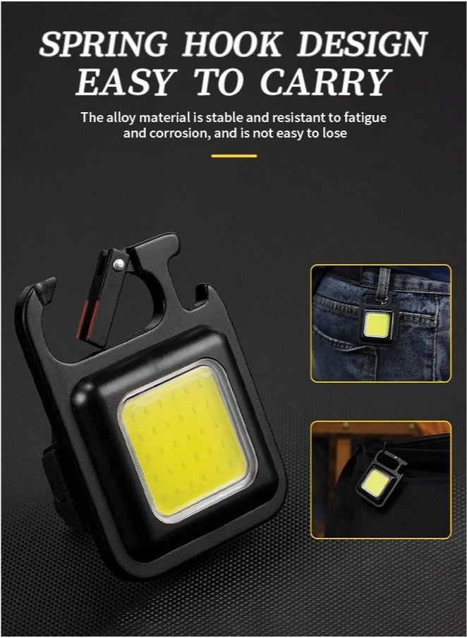 Aluminum Alloy Keychain Light, Flashlight with Magnetic Base, 4 Light Modes 500 Lumens, Folding Bracket on the Back, Suitable for Camping, Walking - Image 4