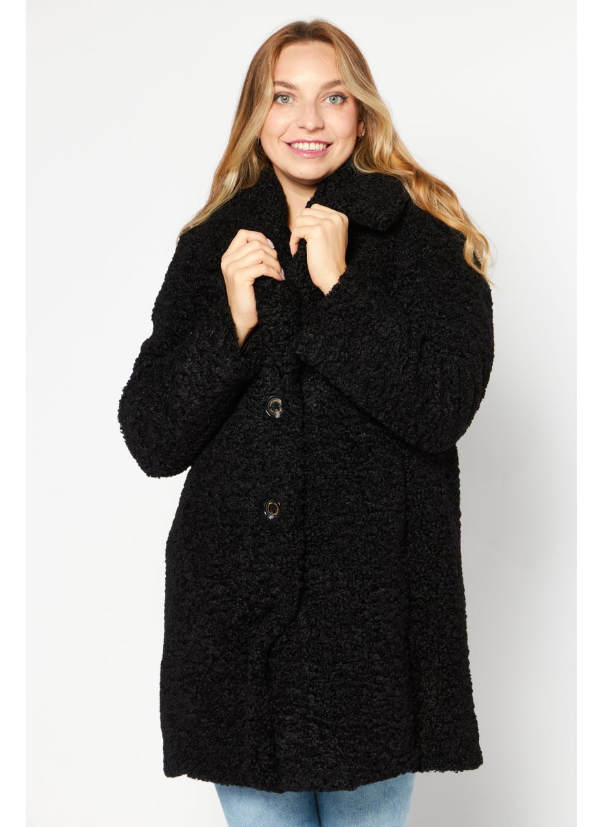Sam Edelman - Women Faux Fur Shearling Trench Coat, Black - Image 1