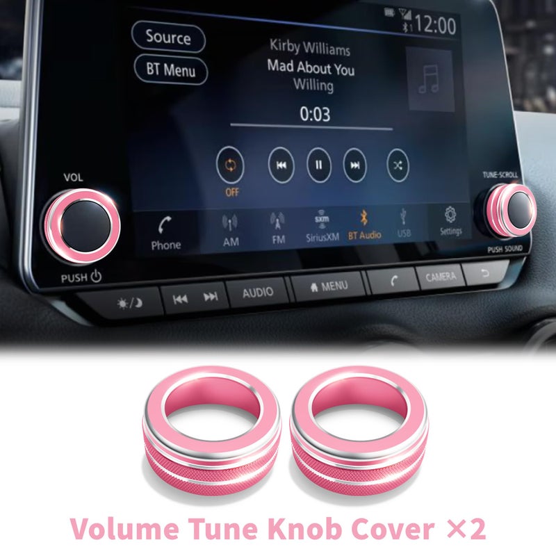 Polodunn for Nissan Sentra Accessories 2020-2025, 12pcs Trim Set - Air Conditioning, Volume Tune Knob Covers, Air Vent Outlet Covers/Rings, Push Start Button Cover/Ring (Pink) - Image 2