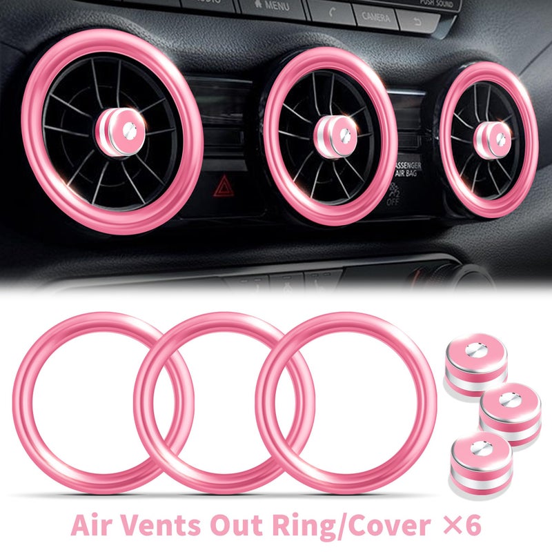 Polodunn for Nissan Sentra Accessories 2020-2025, 12pcs Trim Set - Air Conditioning, Volume Tune Knob Covers, Air Vent Outlet Covers/Rings, Push Start Button Cover/Ring (Pink) - Image 3