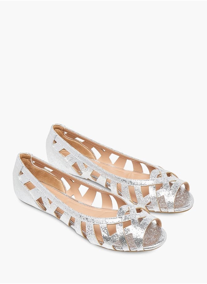 Celeste Womens Cutout Detail Slip-On Ballerina Shoes  - Image 2