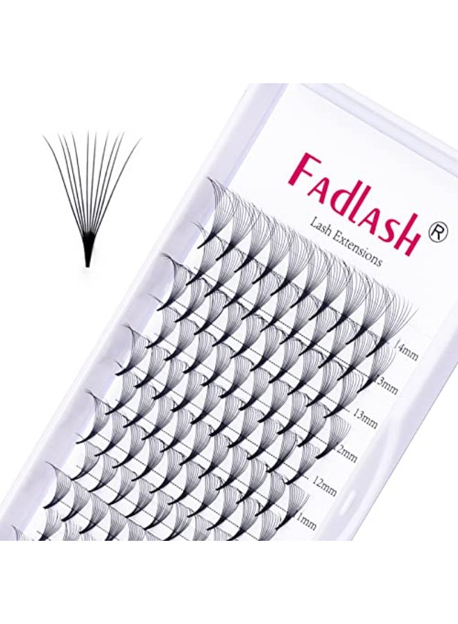 FADLASH Lash Extension 10D Premade Volume Eyelash Extensions 05 07 Thickness Premade Lash Fans Pointed Base Middle Stem Eyelash Extension Supplies10D005DMix 814mm - Image 1