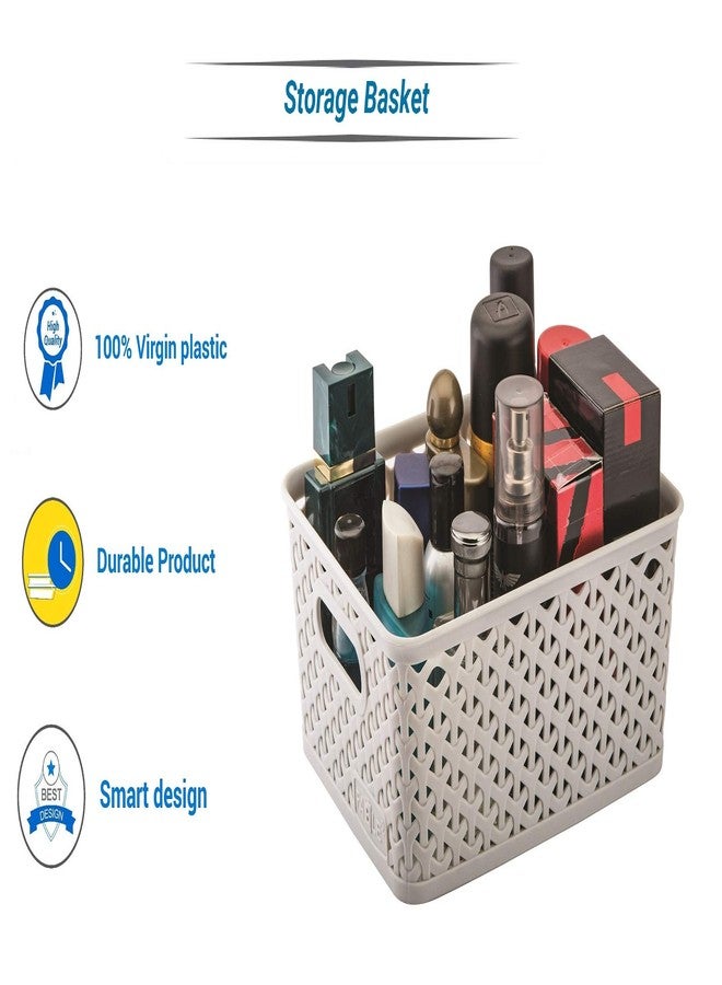 Nabhya Multipurpose Storage Baskets with Lid Set of 3 - BPA Free | Break Resistant Organizer Basket for Kitchen, clothes, Vegetables, Books, Office, Stationery, Cosmetics, Wardrobe (Grey) - Image 2