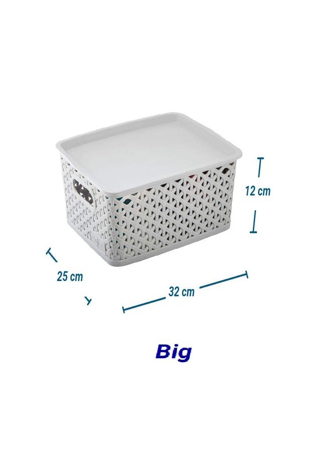 Nabhya Multipurpose Storage Baskets with Lid Set of 3 - BPA Free | Break Resistant Organizer Basket for Kitchen, clothes, Vegetables, Books, Office, Stationery, Cosmetics, Wardrobe (Grey) - Image 3