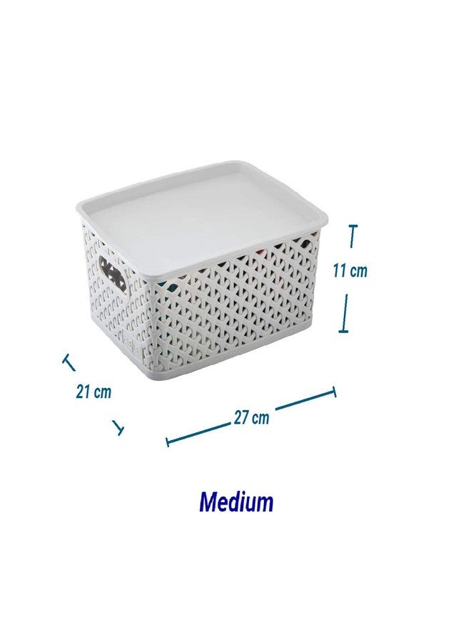 Nabhya Multipurpose Storage Baskets with Lid Set of 3 - BPA Free | Break Resistant Organizer Basket for Kitchen, clothes, Vegetables, Books, Office, Stationery, Cosmetics, Wardrobe (Grey) - Image 4