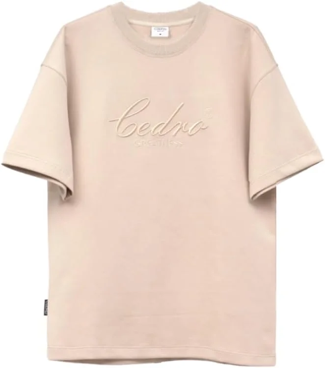 سيدرو Cedro Oversized Logo T-Shirt & Trackpants set in Beige for Men