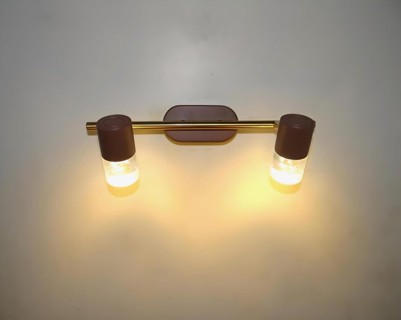 FILLISKA® 3 in 1 Double Wall spot/Picture/Display/Mirror Light with Adjustable Head and Colour Changing Function (Brown & Gold-897)(1 Year Warranty) - Image 1