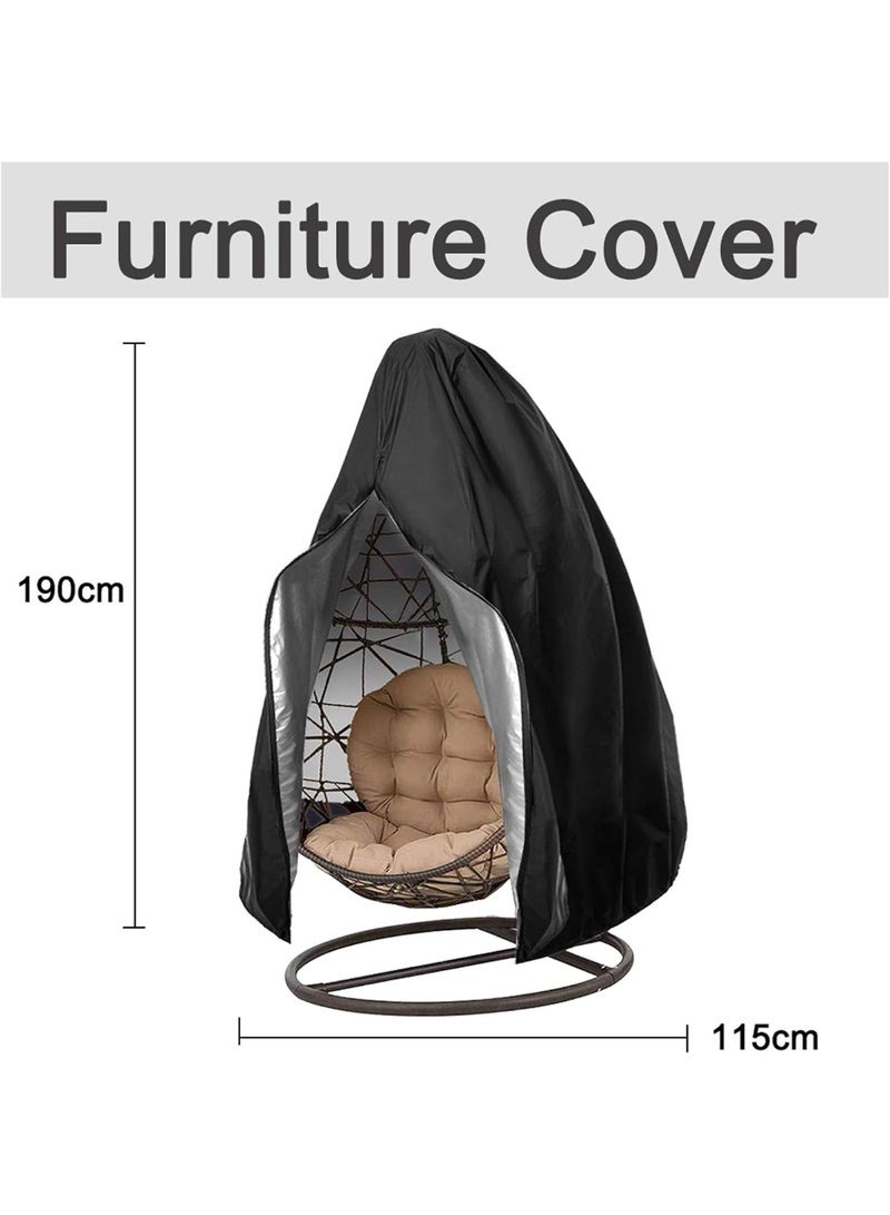 إيونتو غطاء كرسي معلق متين مقاوم للماء 190×115 سم - قماش أكسفورد 210D مقاوم للأشعة فوق البنفسجية والغبار وواقي كرسي الأرجوحة الخارجي وكرسي البيض، أغطية الفناء والحديقة والخوص والكراسي - Image 2