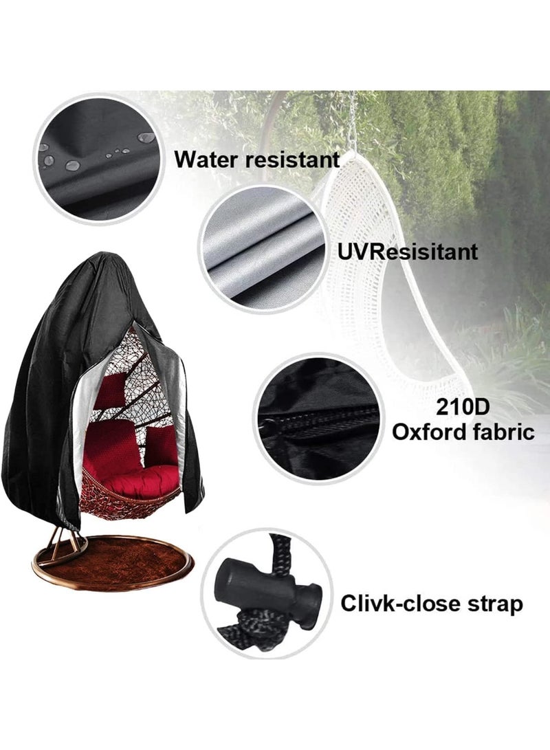 إيونتو غطاء كرسي معلق متين مقاوم للماء 190×115 سم - قماش أكسفورد 210D مقاوم للأشعة فوق البنفسجية والغبار وواقي كرسي الأرجوحة الخارجي وكرسي البيض، أغطية الفناء والحديقة والخوص والكراسي - Image 4