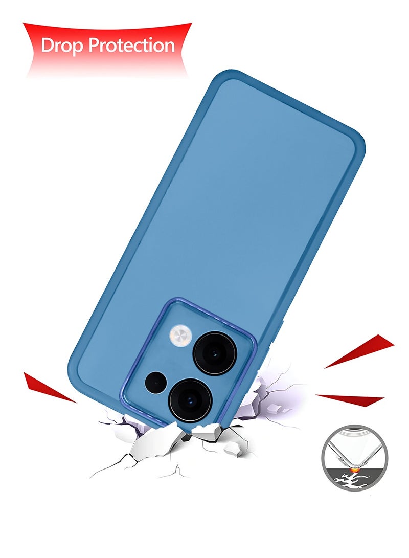 Wtech Oppo Reno13 5G 2024 Soft Transparent TPU Silicone Ultra Thin Phone Stylish Electroplated Camera Border Back Case Cover - Blue - Image 3