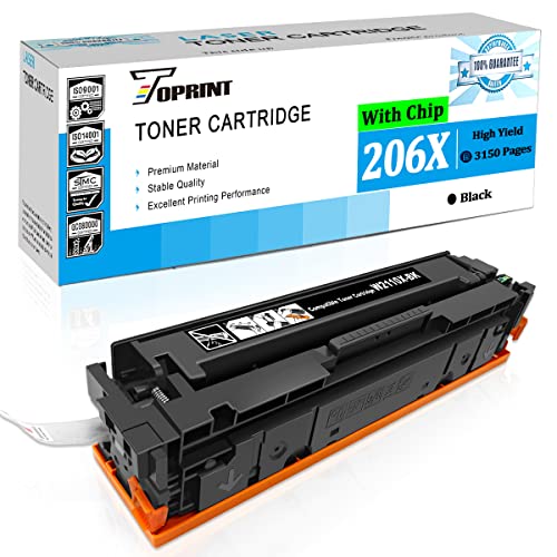 TOPRINT【with Chip 206X Compatible Toner Cartridge W2110X Black 3150 Pages for HP Color Laserjet M255 M255dw M255nw MFP M282 M282nw M283 M283fdw M283fdn M283cdw Printers - Image 1