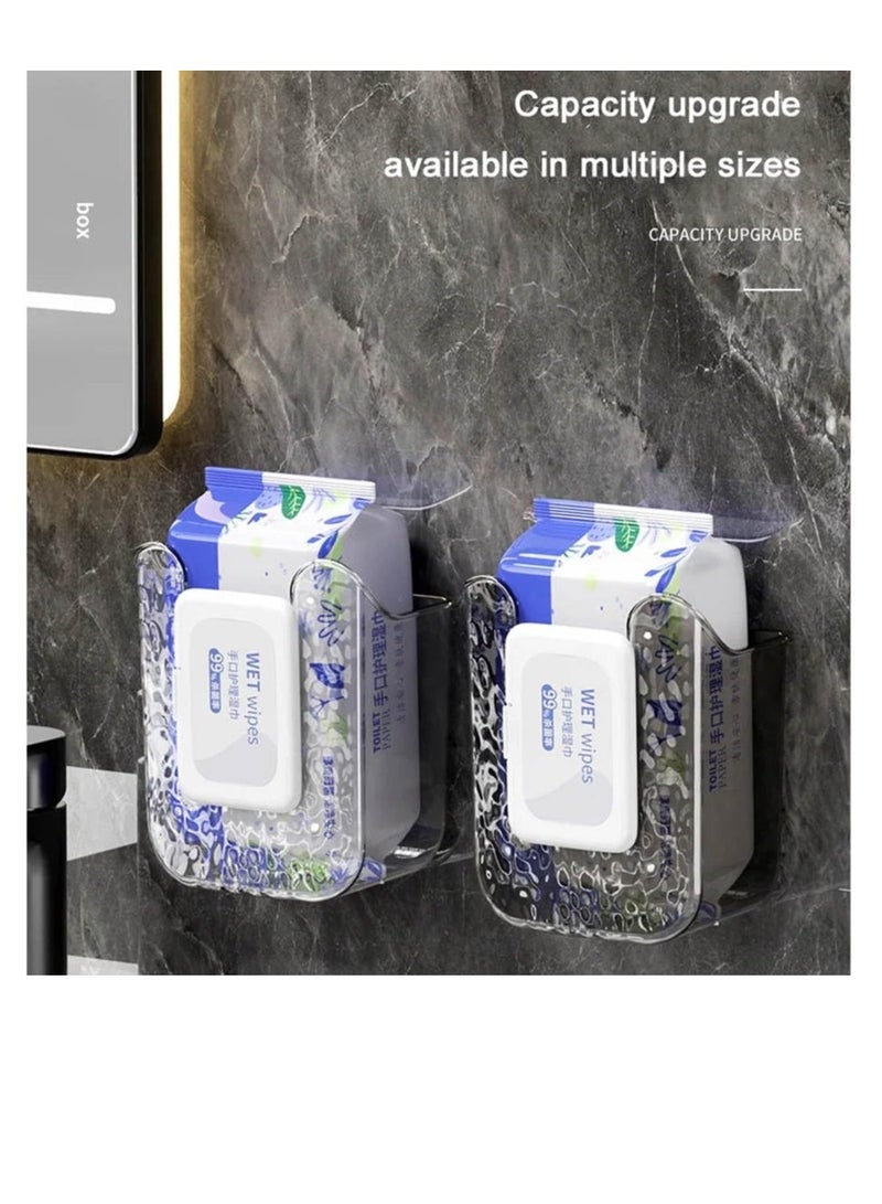 Excefore علبة مناديل معلقه على الحائط، حاملة مناديل أكريليك شفافة، صندوق تخزين مناديل مطبخ، حامل مناديل معلق على الحائط، موزع مناديل أكريليك، علبة مناديل لجدار الحمام، أبيض - Image 2