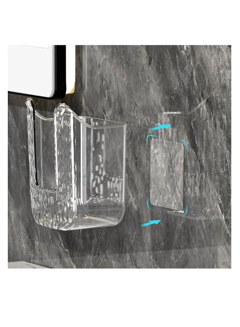 Excefore علبة مناديل معلقه على الحائط، حاملة مناديل أكريليك شفافة، صندوق تخزين مناديل مطبخ، حامل مناديل معلق على الحائط، موزع مناديل أكريليك، علبة مناديل لجدار الحمام، أبيض - Image 4