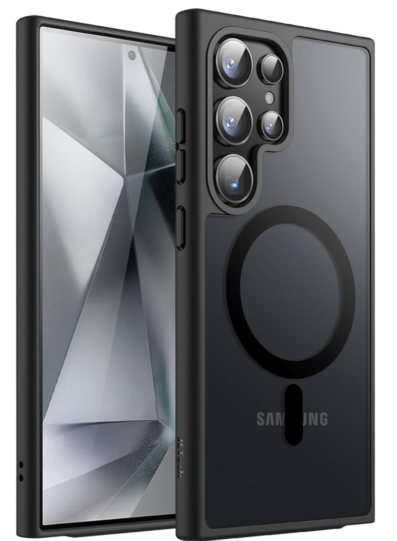 Denx Magnetic Matte Case for Samsung S24 Ultra, Compatible with MagSafe, Plating Luxury Cover, Matte Soft TPU Shockproof Protective Phone Case, Compatible with Samsung S24 Ultra (Black) - Image 1