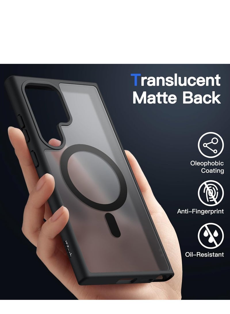 Denx Magnetic Matte Case for Samsung S24 Ultra, Compatible with MagSafe, Plating Luxury Cover, Matte Soft TPU Shockproof Protective Phone Case, Compatible with Samsung S24 Ultra (Black) - Image 2