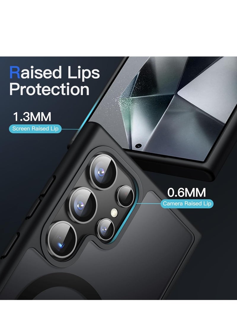 Denx Magnetic Matte Case for Samsung S24 Ultra, Compatible with MagSafe, Plating Luxury Cover, Matte Soft TPU Shockproof Protective Phone Case, Compatible with Samsung S24 Ultra (Black) - Image 3