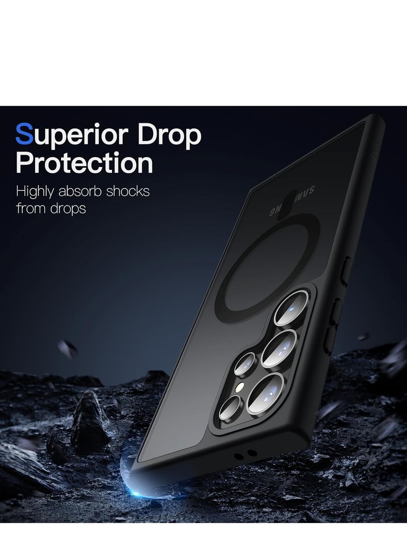 Denx Magnetic Matte Case for Samsung S24 Ultra, Compatible with MagSafe, Plating Luxury Cover, Matte Soft TPU Shockproof Protective Phone Case, Compatible with Samsung S24 Ultra (Black) - Image 4