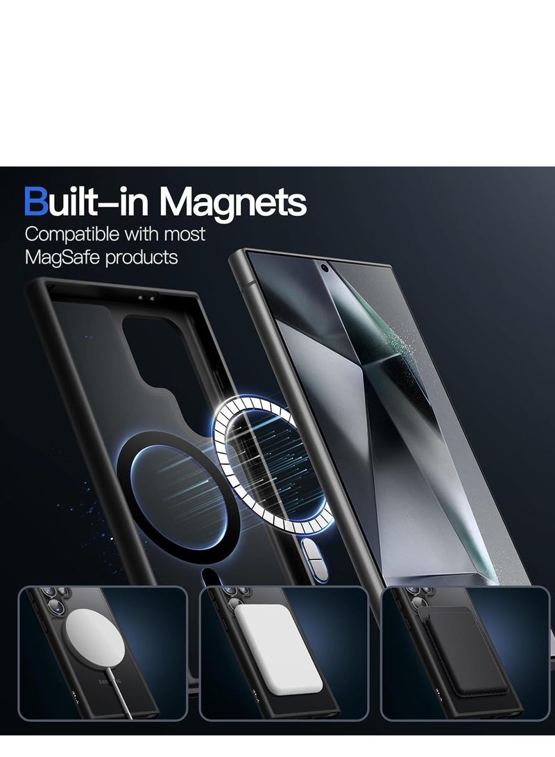Denx Magnetic Matte Case for Samsung S24 Ultra, Compatible with MagSafe, Plating Luxury Cover, Matte Soft TPU Shockproof Protective Phone Case, Compatible with Samsung S24 Ultra (Black) - Image 5