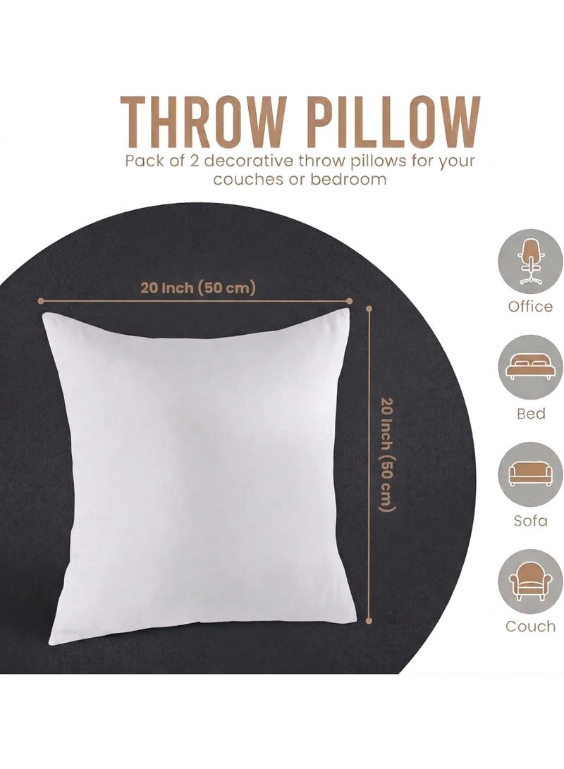 Cushion Inserts Pack of 2 – Square Throw Pillow Inserts for Sofa Couch Bed | Soft Fluffy Cushion Fillers | Decorative Pillow Inner Pads | White, 50 × 50 cm - Image 5
