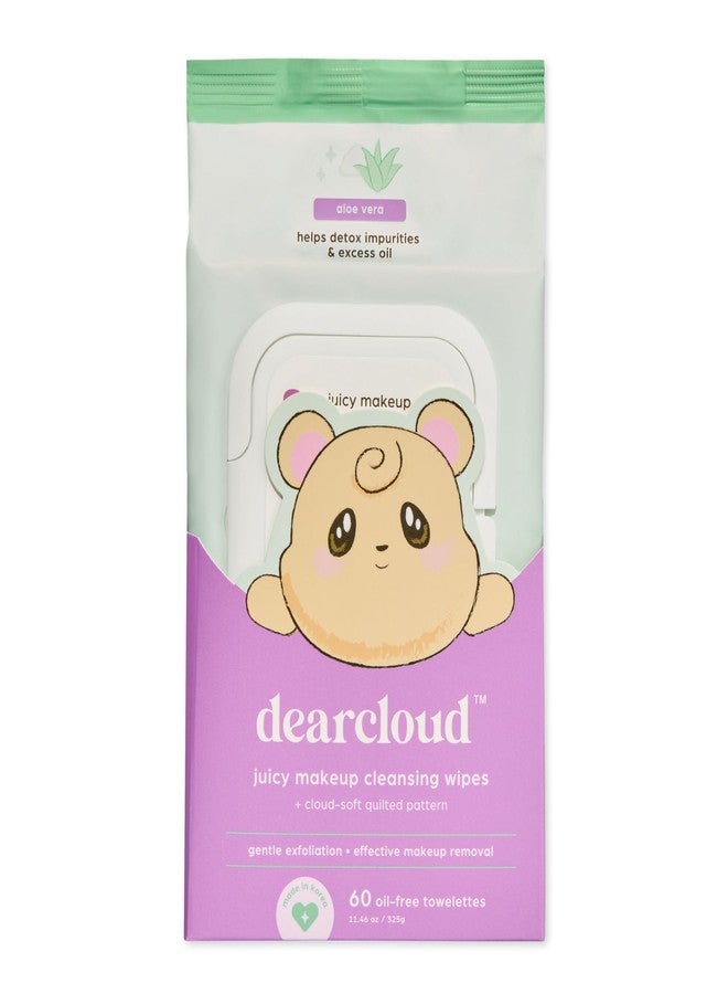 dearcloud Juicy Makeup Cleansing Wipes - 60 Count - makeup wipes and makeup remover for face - Oil-Free makeup remover wipes (Aloe Vera)