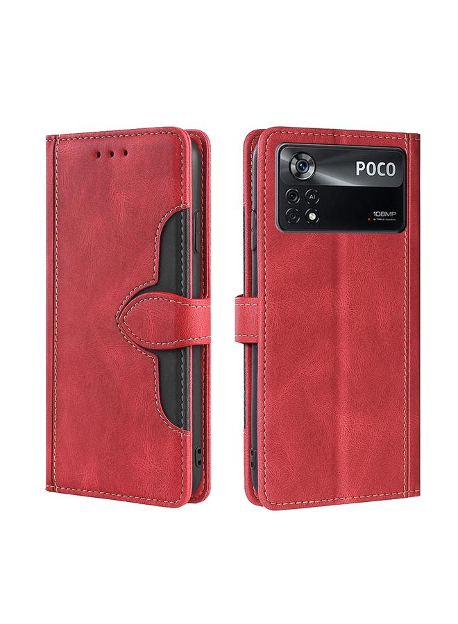 The Bros Case For Xiaomi Poco X4 Pro 5G Stitching Skin Feel Magnetic Buckle Horizontal Flip PU Leather Case