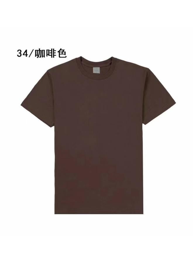 Song Feng Ya Heavy Pure Cotton Solid Color Short Sleeve Plus Size Loose Men's And Women's T-shirt Half Sleeve Round Collar Fashion Pullover Top 