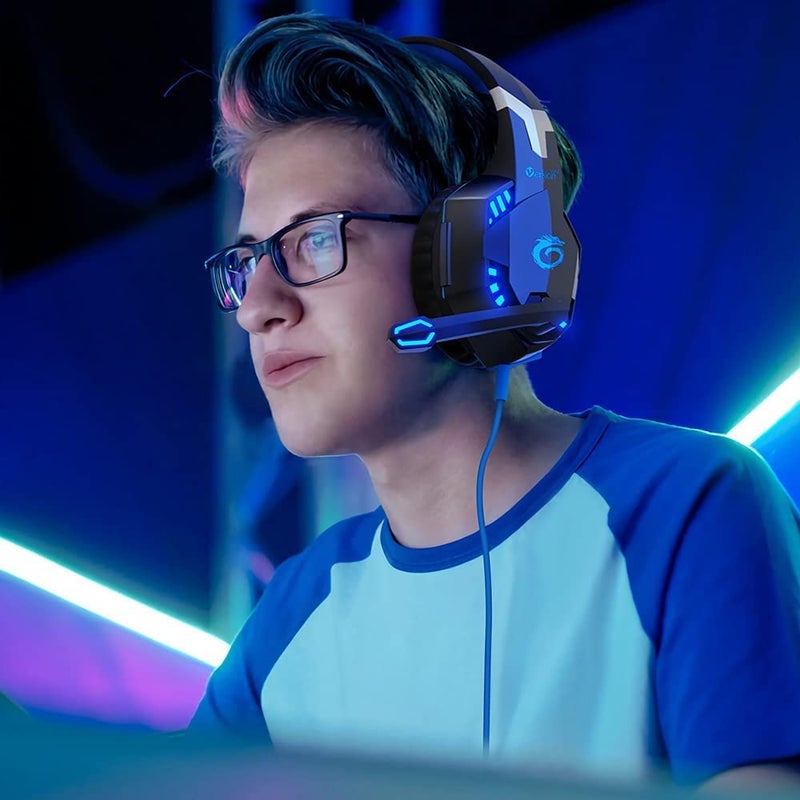 فيرجون تيك سماعة رأس للألعاب G2000 – صوت محيطي مع ميكروفون عازل للضوضاء، تصميم فوق الأذن، أضواء LED، متوافقة مع PS5، PS4، إكس بوكس، ماك، بي سي وأكثر - Image 2