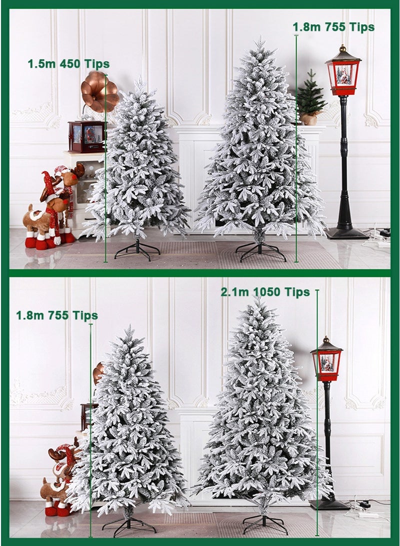 TAPIT 1.8m 755-Tip Artificial Snowy Christmas Tree, PE+PVC White Flocked Xmas Tree, Festive Home Mall Snowy Landscape Decorative Tree (HX-21) - Image 3