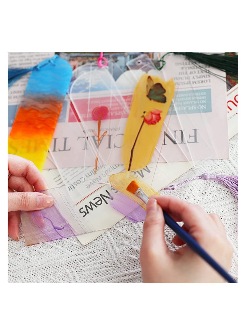 Excefore Acrylic Bookmarks Blanks Bulk, 30 Pieces Clear Bookmark Clear Plastic Set for DIY Projects and Present Tag (3 Shape of Bookmarks and 6 Color Tassels) - Image 2