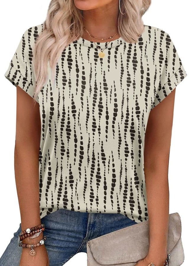 Alaroo Womens Summer Tops Short Sleeve Shirts Crew Neck Cute Trendy Tunic Blouses (S-3XL), Print 22, S - Image 1