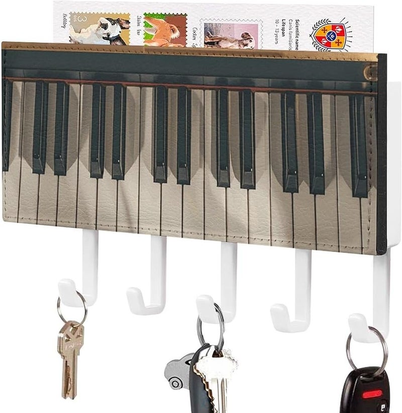 حامل مفاتيح جدارية على شكل نوتة موسيقية مع 5 خطافات لتخزين المفاتيح في مدخل المنزل - Image 1