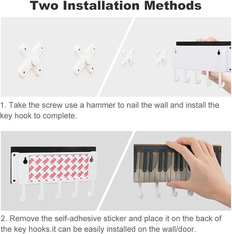 حامل مفاتيح جدارية على شكل نوتة موسيقية مع 5 خطافات لتخزين المفاتيح في مدخل المنزل - Image 4