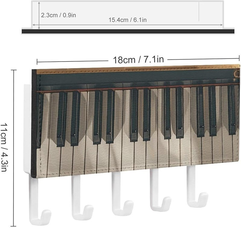 حامل مفاتيح جدارية على شكل نوتة موسيقية مع 5 خطافات لتخزين المفاتيح في مدخل المنزل - Image 3