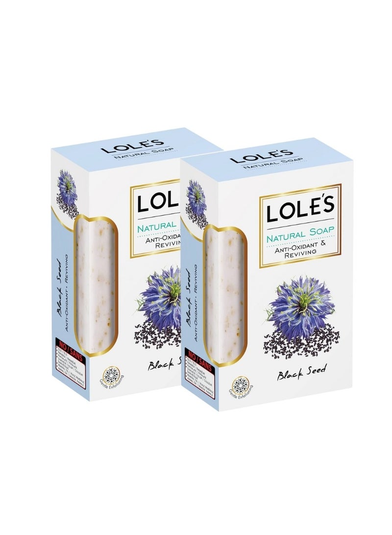 LOLE'S Luxury Pure Natural Soap, Black Seed Beauty Bar, Detox & Deep Cleansing Face and Body Care - Vitamin E, SLS-Free, Crisp & Fresh Touch, 100% Vegetable, No Animal Fat, Pack of 2 x 150g - Image 1