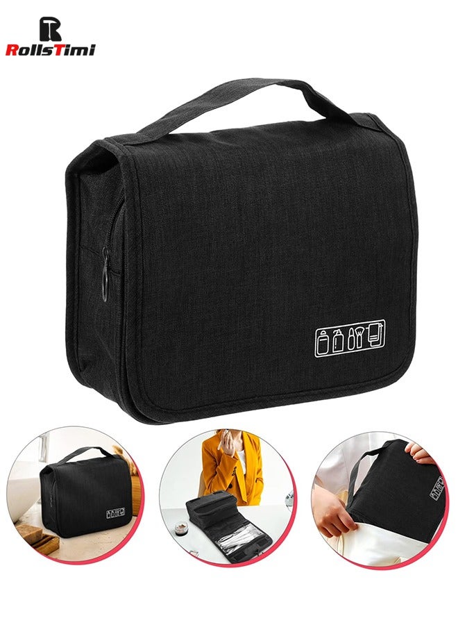 رولستيمي حقيبة أدوات الزينة المحمولة معلقة هوك سعة كبيرة غسل حقيبة للسفر سستة ماكياج المنظم لمستحضرات التجميل وتخزين مستحضرات التجميل مريحة ، أسود - Image 1