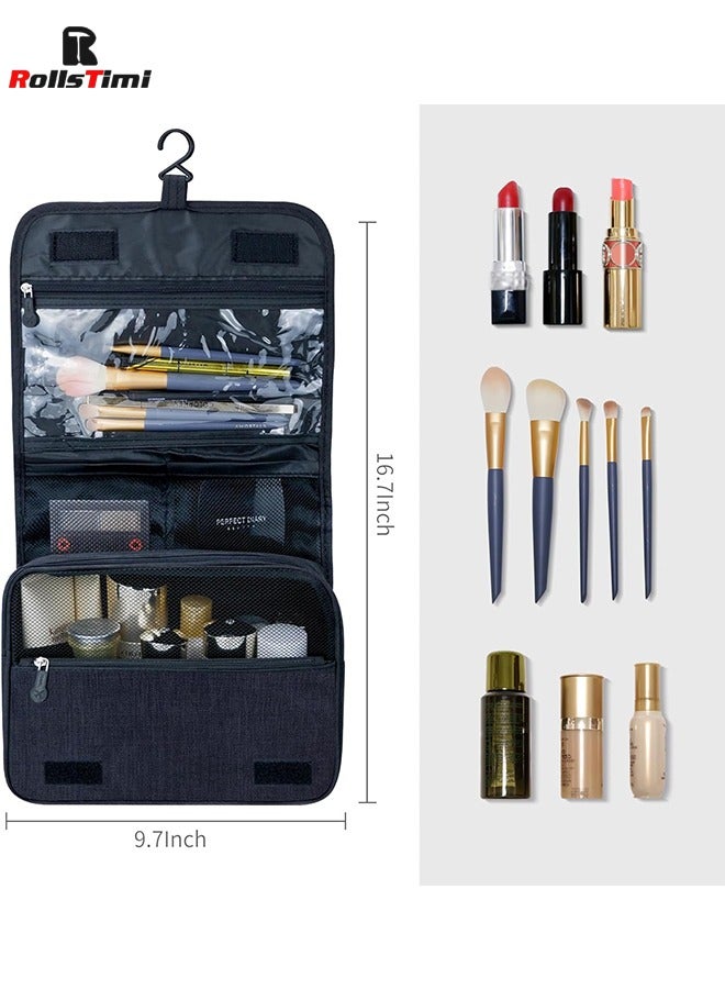 رولستيمي حقيبة أدوات الزينة المحمولة معلقة هوك سعة كبيرة غسل حقيبة للسفر سستة ماكياج المنظم لمستحضرات التجميل وتخزين مستحضرات التجميل مريحة ، أسود - Image 5
