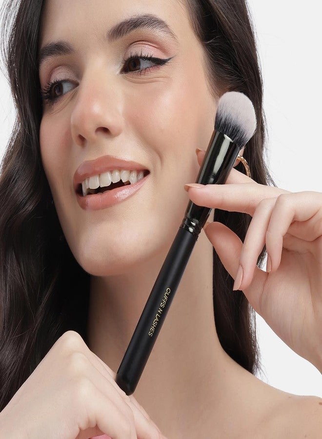 Cuffs N Lashes F013 Deep Angled Foundation Brush | High Performance Makeup Brush with Ultra-Soft Bristles | Handmade in India | Cruelty-Free | Professional Liquid Cream Foundation Blending Tool - Image 3