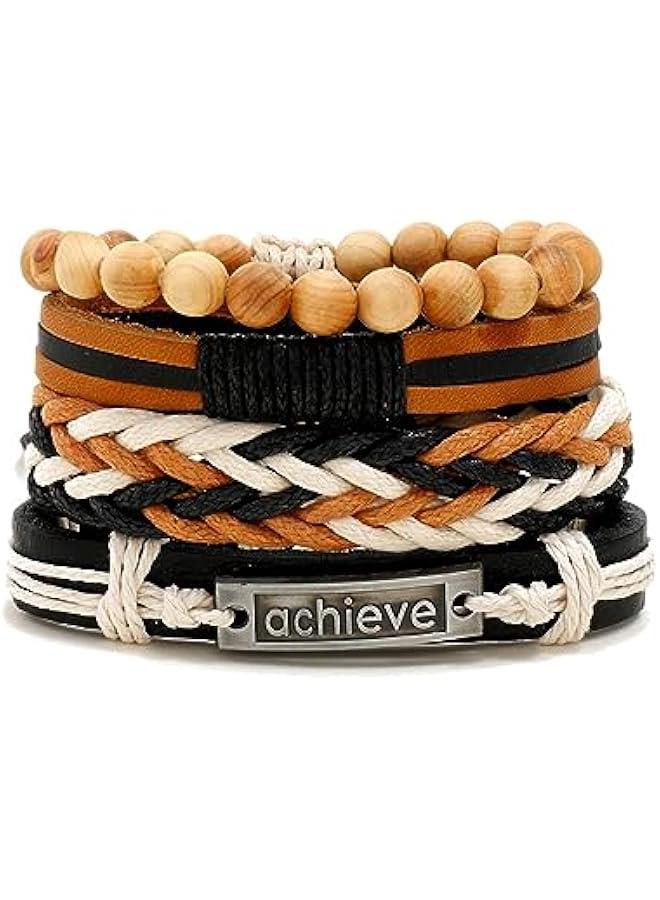 Arabest Leather Boho Bracelets Braided Beaded Bracelet Hemp Rope Stackable Bracelets for Men Women and Teenage  - Image 1