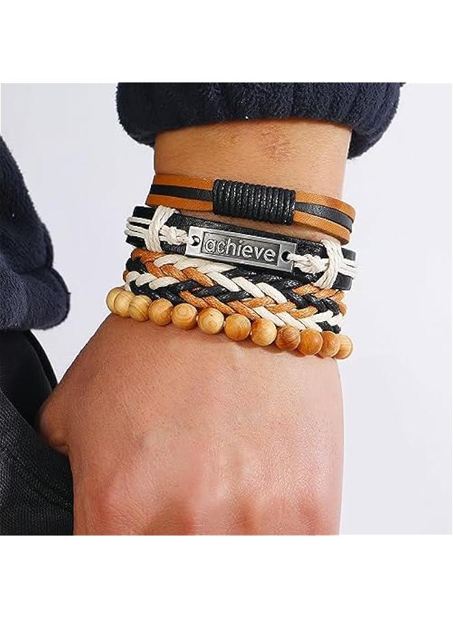 Arabest Leather Boho Bracelets Braided Beaded Bracelet Hemp Rope Stackable Bracelets for Men Women and Teenage  - Image 2