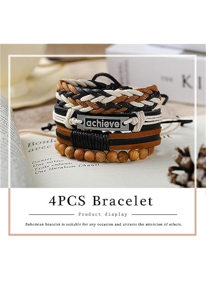 Arabest Leather Boho Bracelets Braided Beaded Bracelet Hemp Rope Stackable Bracelets for Men Women and Teenage  - Image 3