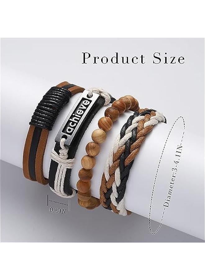 Arabest Leather Boho Bracelets Braided Beaded Bracelet Hemp Rope Stackable Bracelets for Men Women and Teenage  - Image 5