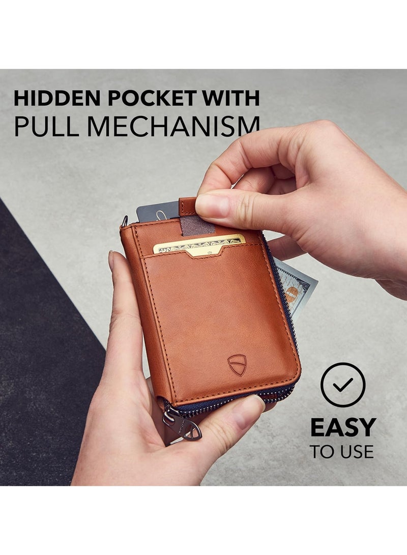 Vaultskin Notting Hill zip wallet with RFID protection (Cognac) - Image 2