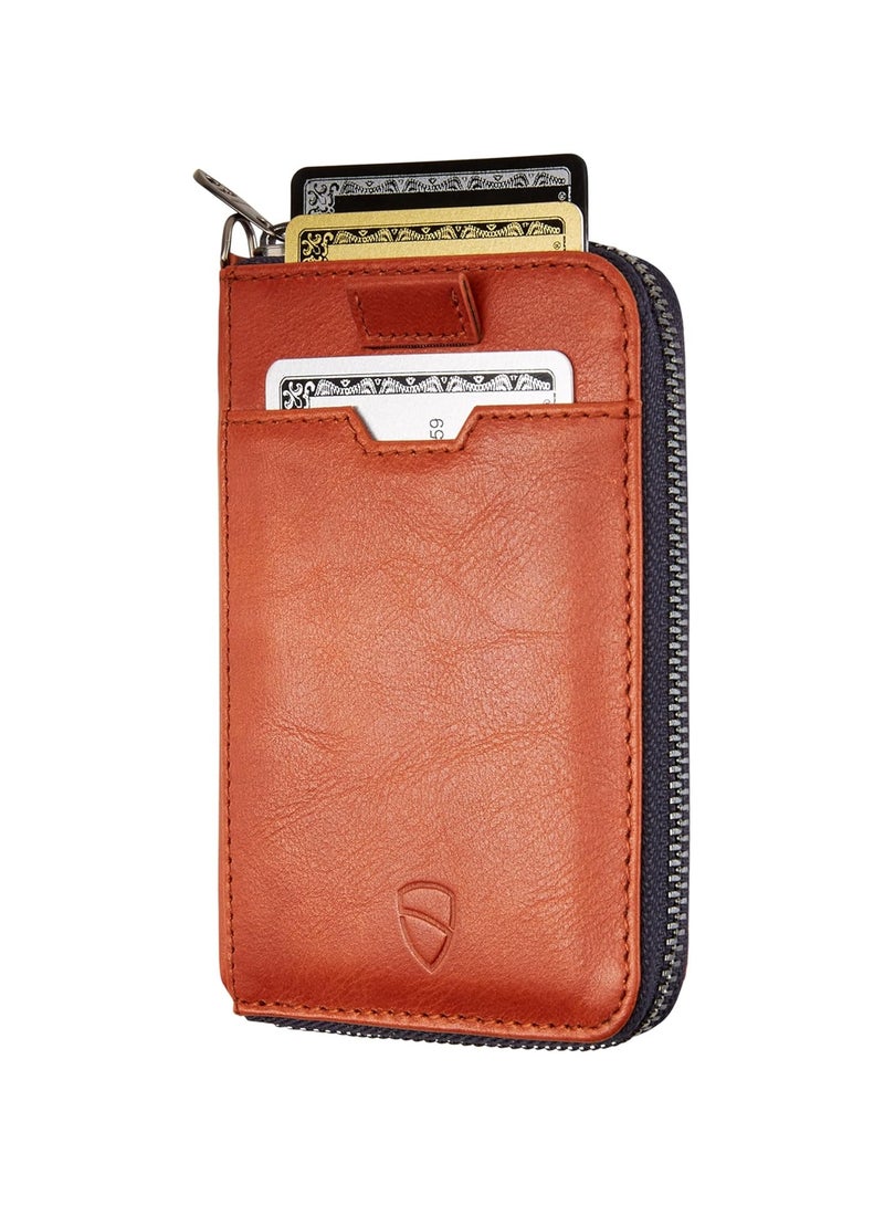 Vaultskin Notting Hill zip wallet with RFID protection (Cognac) - Image 1