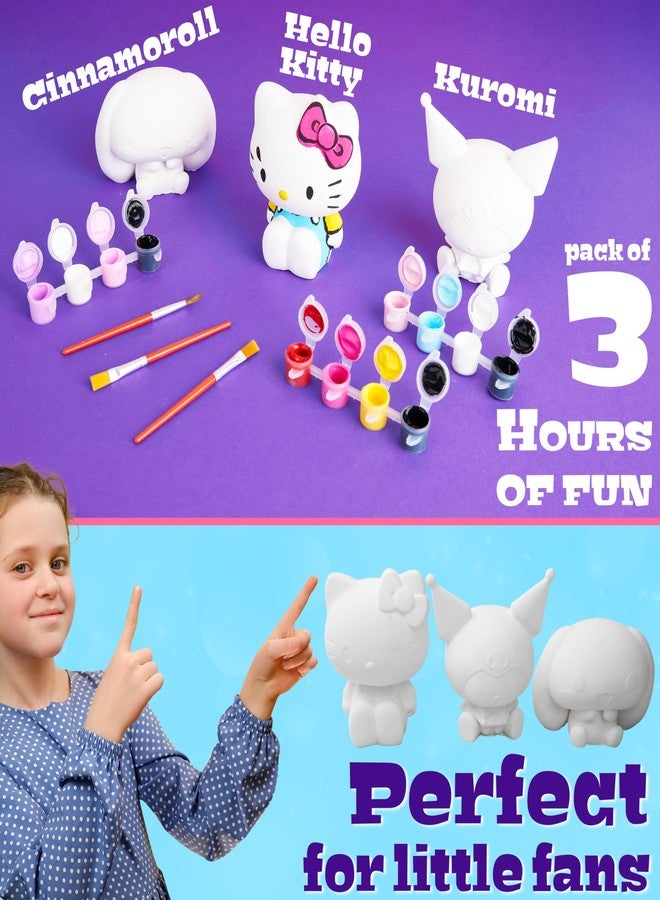 Get Trend Hello Kitty Paint Your Own Set for Kids & Girls, Plaster Figurines, Watercolours & Paint Brushes Set, Kawaii Kuromi DIY Arts & Crafts Gifts (Multi Hello Kitty) - Image 2