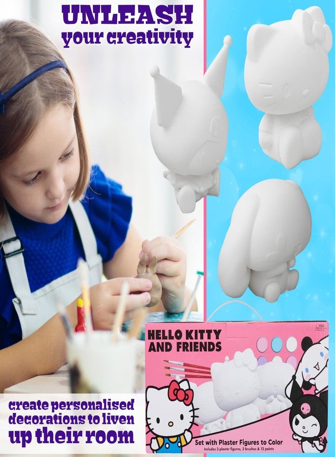 Get Trend Hello Kitty Paint Your Own Set for Kids & Girls, Plaster Figurines, Watercolours & Paint Brushes Set, Kawaii Kuromi DIY Arts & Crafts Gifts (Multi Hello Kitty) - Image 5