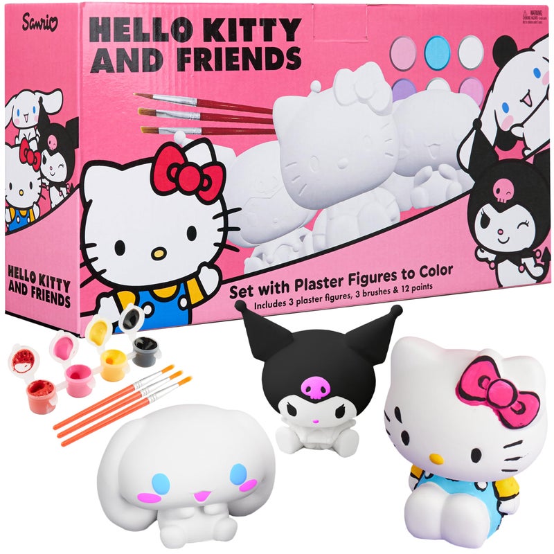 Get Trend Hello Kitty Paint Your Own Set for Kids & Girls, Plaster Figurines, Watercolours & Paint Brushes Set, Kawaii Kuromi DIY Arts & Crafts Gifts (Multi Hello Kitty) - Image 1