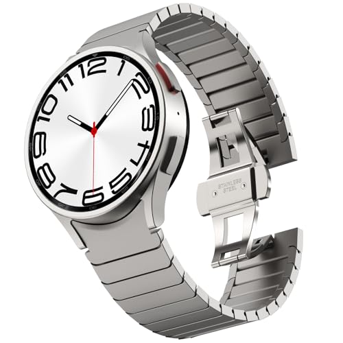 KADES Stainless Steel Band Compatible with Galaxy Watch 7654 40mm44mm 6 Classic 43mm47mm 5 Pro 45mm 4 Classic 42mm46mm No Gap Solid Stainless Steel Band Titanium - Image 1