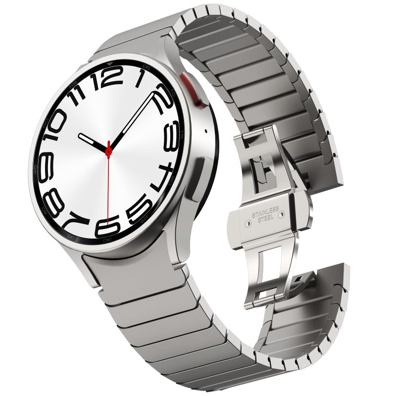 KADES Stainless Steel Band Compatible with Galaxy Watch 7654 40mm44mm 6 Classic 43mm47mm 5 Pro 45mm 4 Classic 42mm46mm No Gap Solid Stainless Steel Band Titanium - Image 2